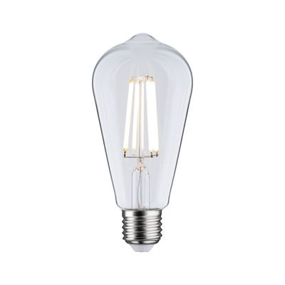 Klassische LED-Glühbirne mit transparentem Glas und E27-Fassung für energiesparende Beleuchtung