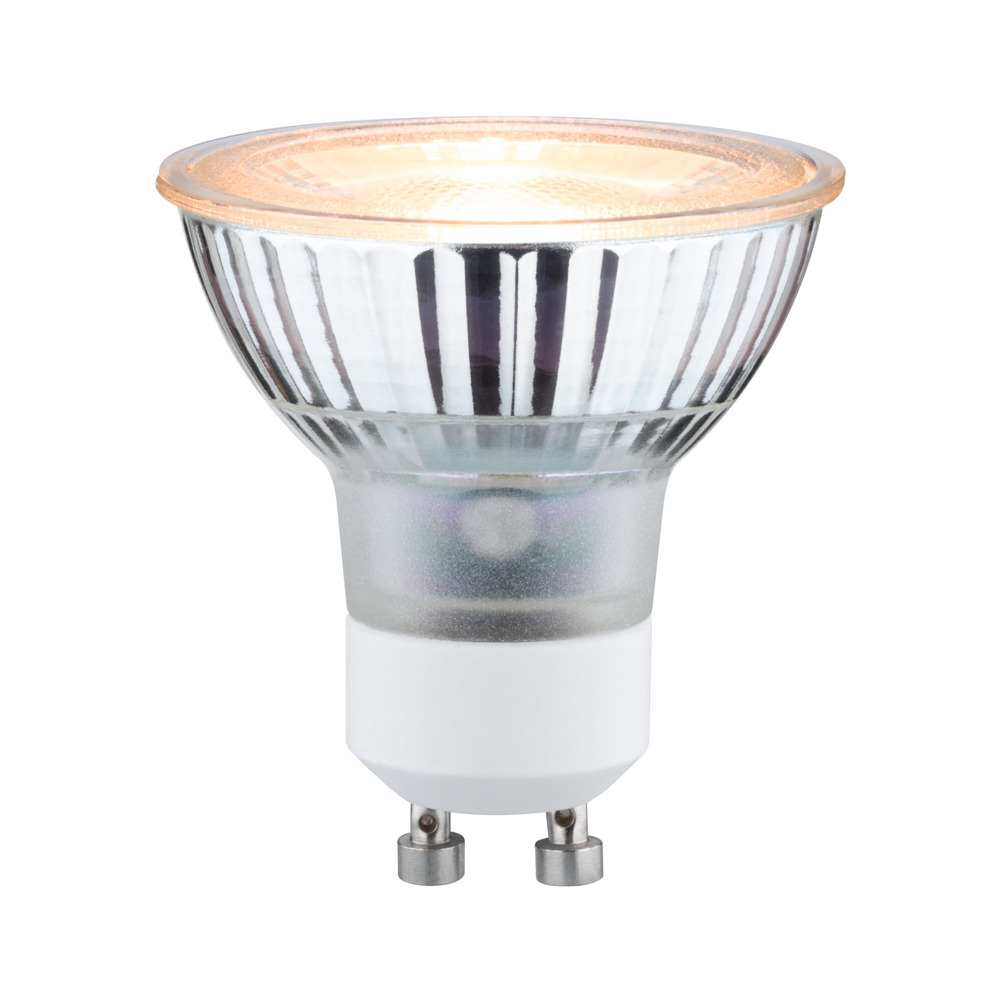 Halogen reflector lamp with GU10 base made of clear glass for focused lighting
