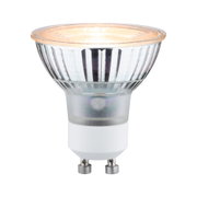 Halogen reflector lamp with GU10 base made of clear glass for focused lighting