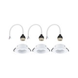 Lot de trois spots encastrés blancs avec câble et douille pour installation LED au plafond