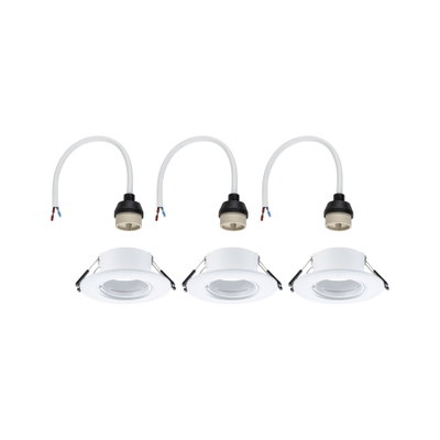 Lot de trois spots encastrés blancs avec câble et douille pour installation LED au plafond