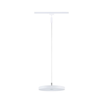 Suspension LED blanche moderne avec design rond et câble fin pour un éclairage élégant