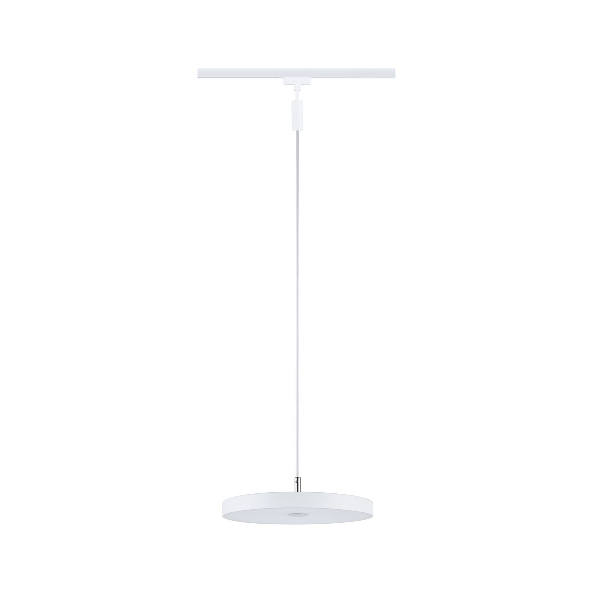 Moderne weiße LED-Pendelleuchte mit rundem Design und dünnem Kabel für stilvolle Raumbeleuchtung