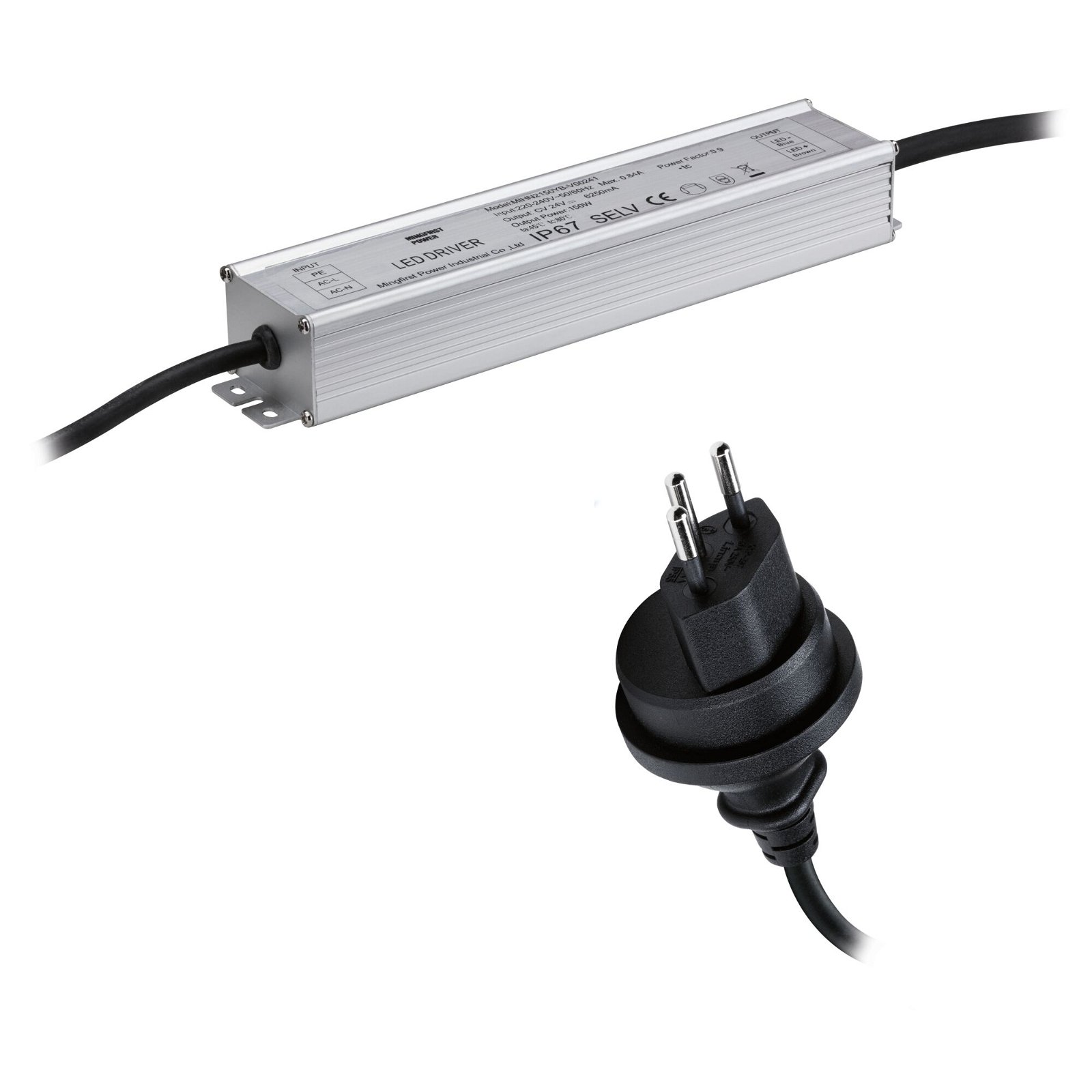 Plug & Shine Power supply CH IP67 230/24V 150VA Black
