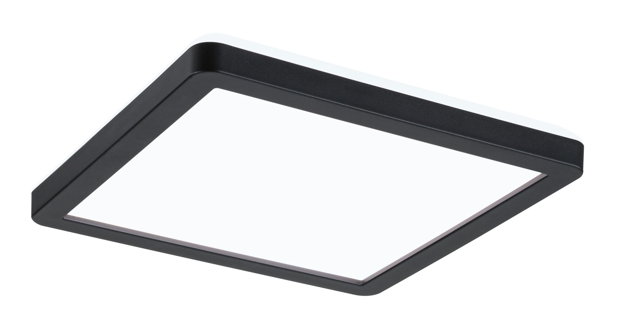 Schwarze quadratische LED-Deckenleuchte mit weißem Diffusor für moderne Raumbeleuchtung