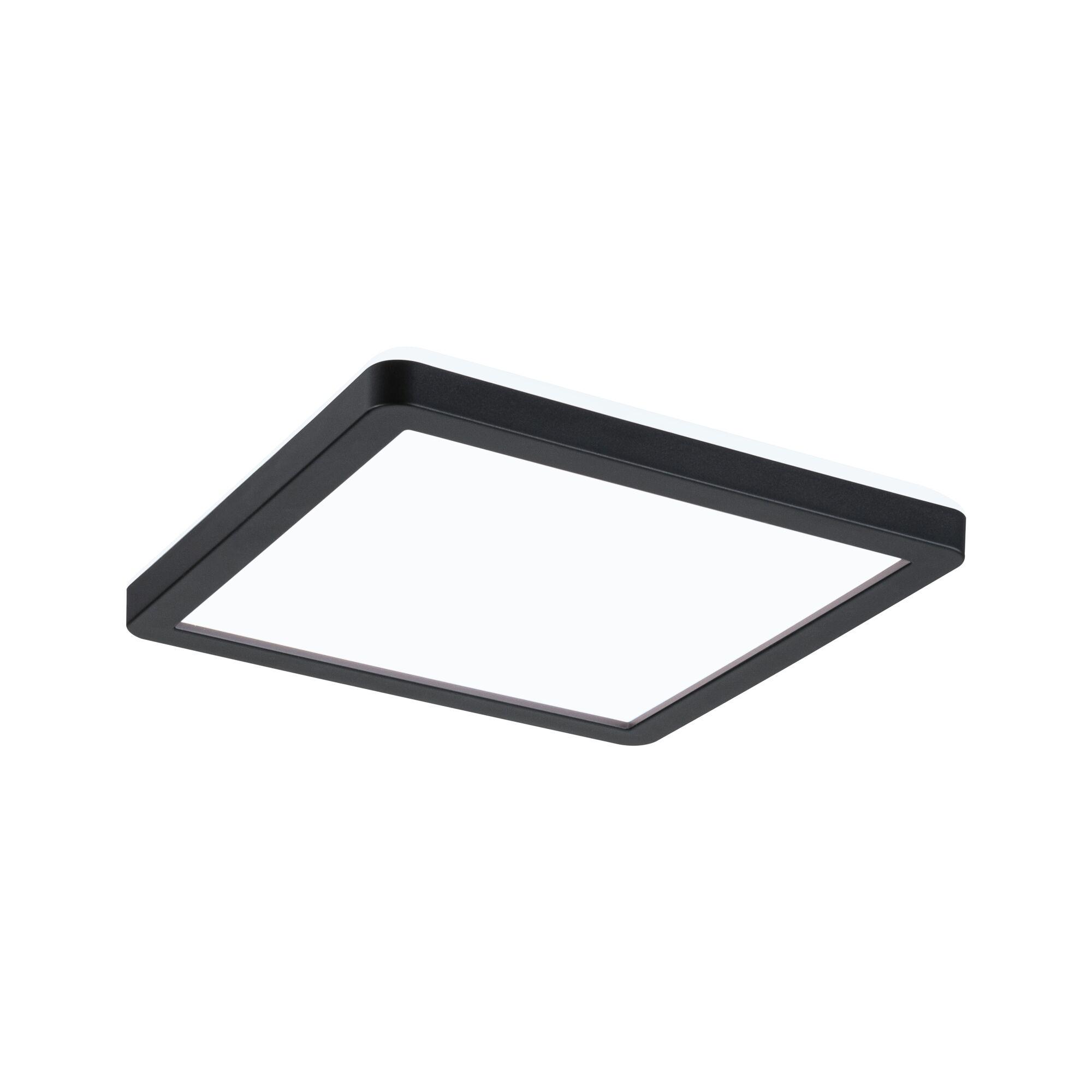 Black square LED ceiling light with white plastic diffuser for modern room lighting