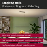 Moderne zwarte hanglamp Mailo met filigrain design, ideaal voor boven de eettafel met nadering sensor