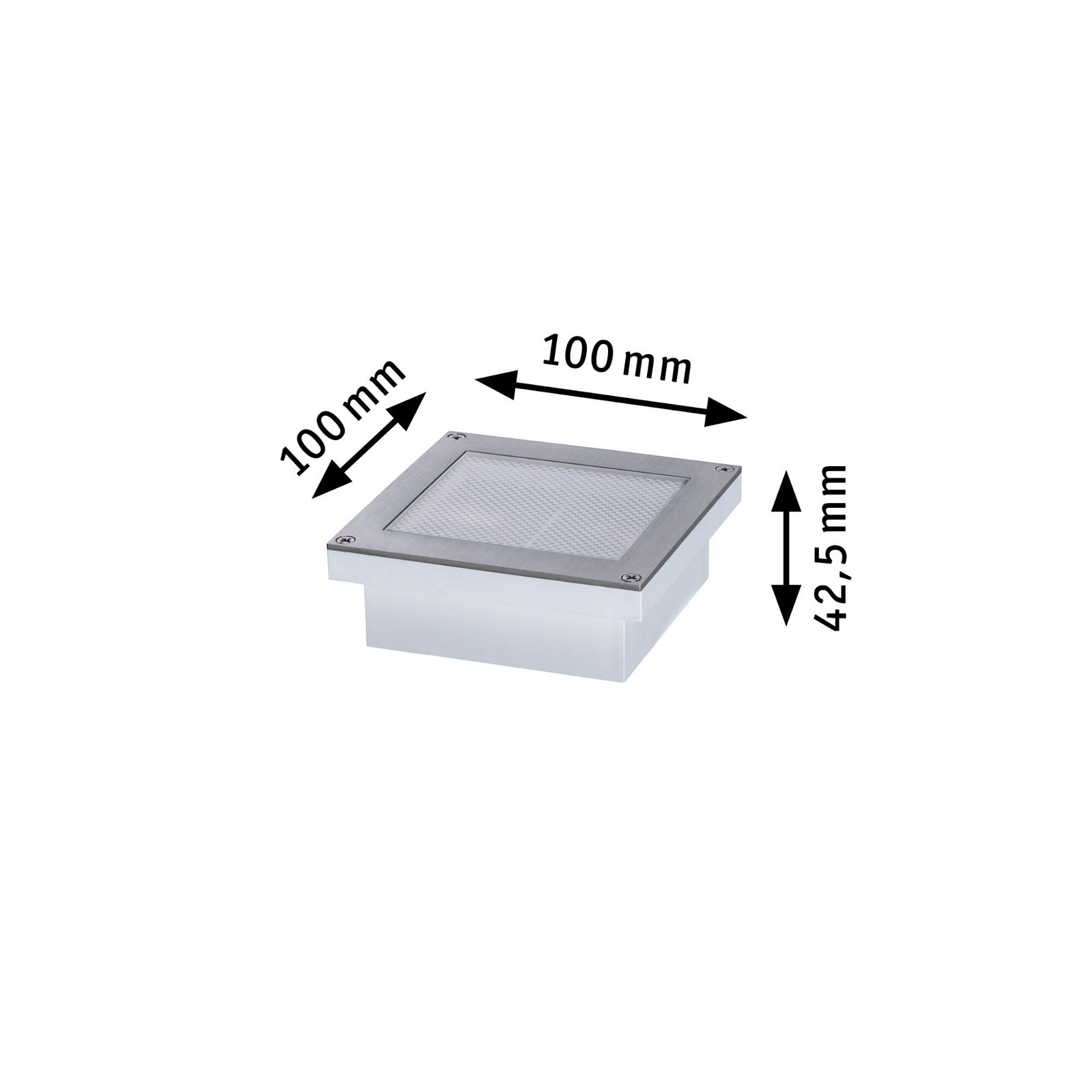 Solar Encastré de sol LED Aron Détecteur de mouvement IP67 carré 100x100mm 2200K 0,5W 4lm Blanc Acier inoxydable/Matière plastique