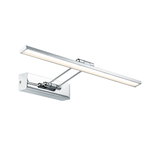 Applique murale LED moderne en chrome avec barre allongée fine, idéale pour salle de bain et miroir