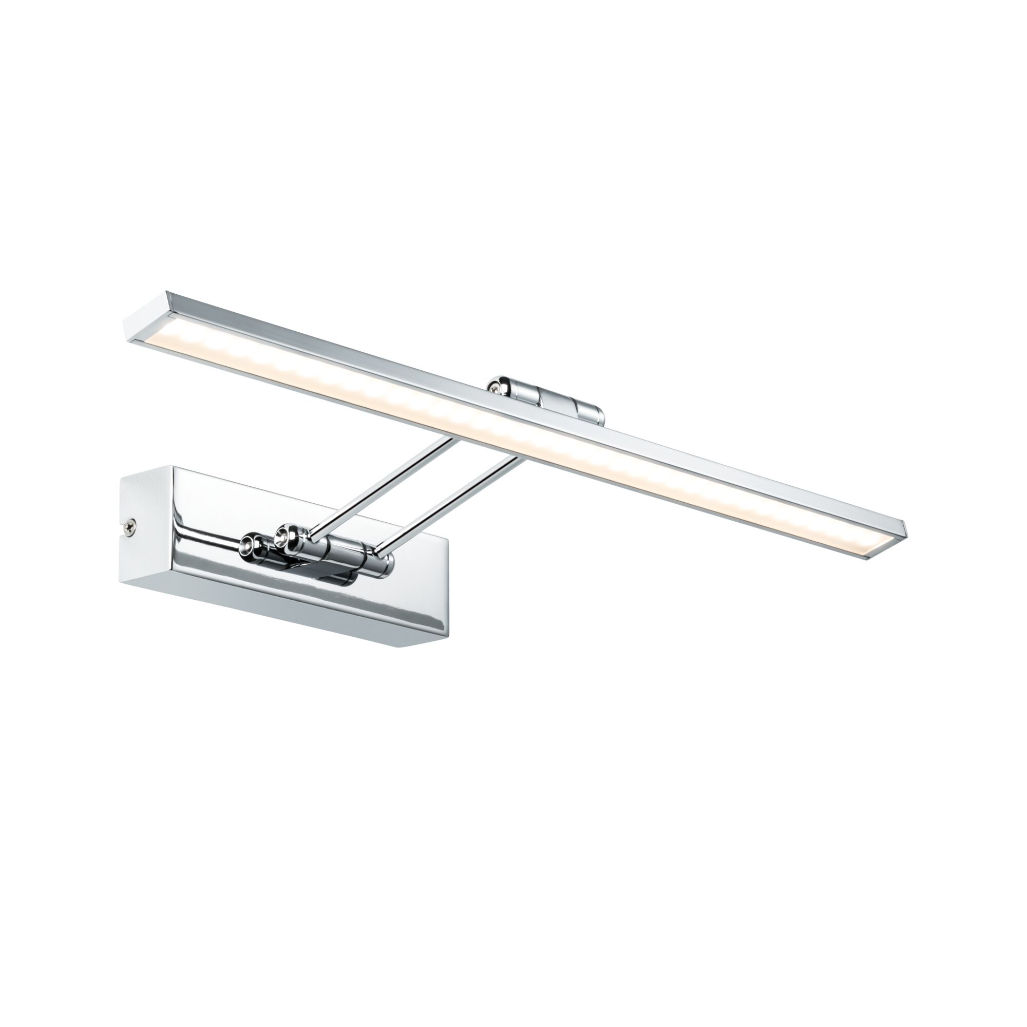 Galeria Éclairage de tableau LED Beam 2700K 580lm 230V 7W Chrome Applique murale LED moderne en chrome avec barre allongée fine, idéale pour salle de bain et miroir