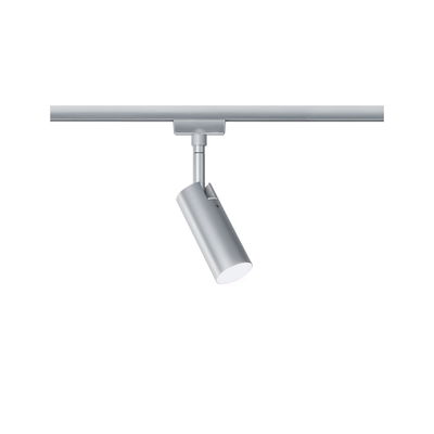 Modern silver metal LED spotlight on track system for flexible room lighting solution