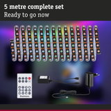 5 metre LED strip light set with remote and power adapter for colorful room lighting