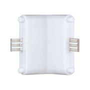 Connecteur en plastique blanc avec contacts métalliques pour systèmes d'éclairage LED sur rail