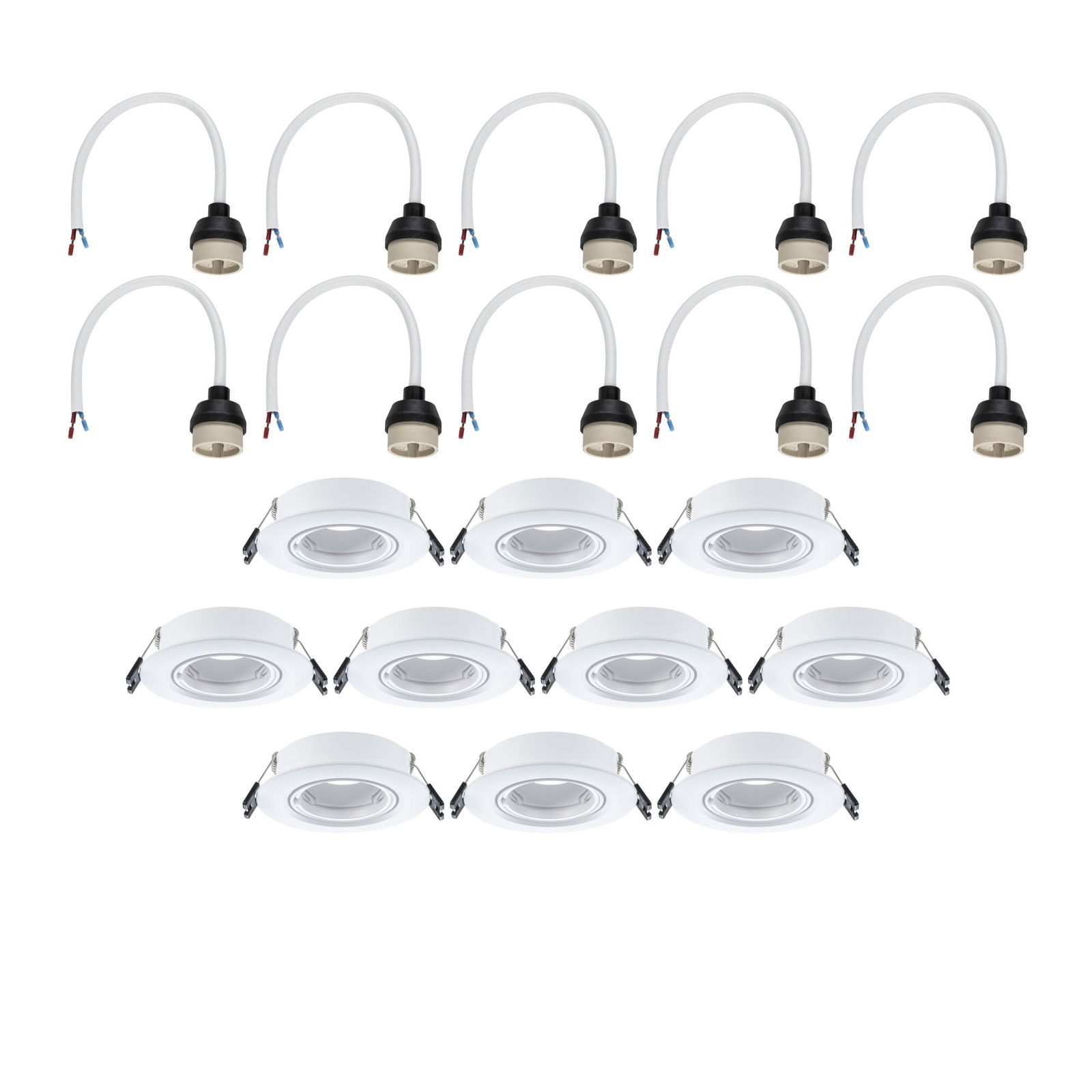 Recessed luminaire 10 pack Swivelling round 90mm 30° GU10 max. 10x10W 230V dimmable White