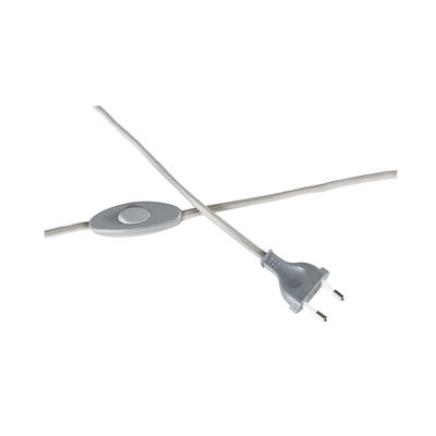 Câble d'alimentation gris en textile avec interrupteur et prise Euro pour lampes