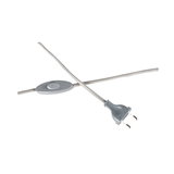 Graues Stromkabel mit Schalter und Euro-Stecker, Textilkabel für Lampen und Beleuchtung