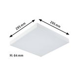 Plafonnier LED carré blanc en plastique, 295 mm de côté et 64 mm de hauteur