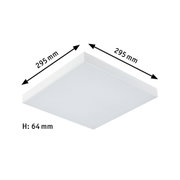 White square LED ceiling panel made of plastic, 295 mm width and 64 mm height for modern lighting