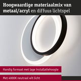 Moderne wandlamp van metaal en acryl in zwart met 4000K neutraal wit licht en diffuus lichtspel