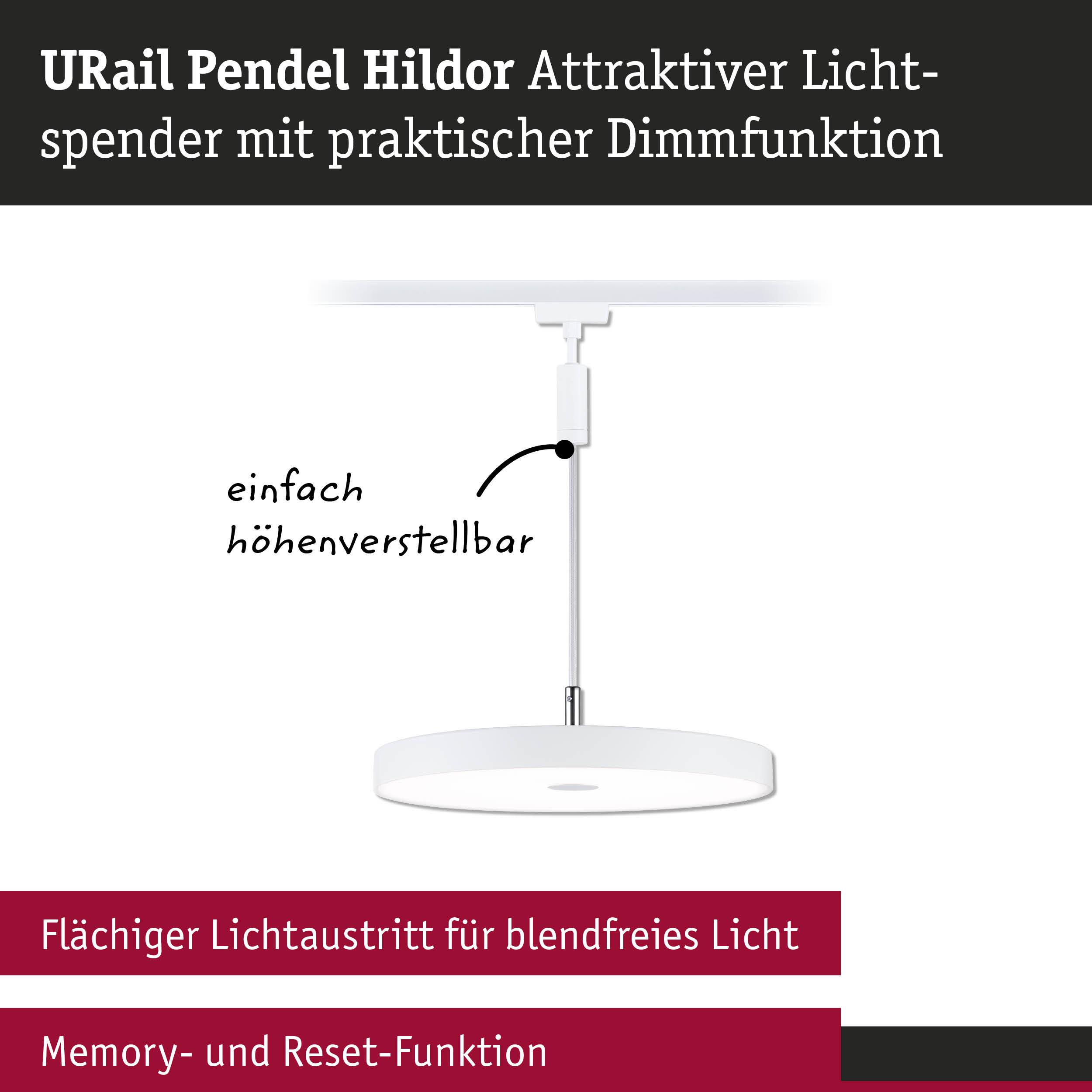 URail Pendel Hildor weiße Pendelleuchte mit dimmbarer Funktion und höhenverstellbarem Kabel