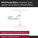 URail Pendel Hildor weiße Pendelleuchte mit dimmbarer Funktion und höhenverstellbarem Kabel