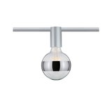 Moderne LED-Glühbirne mit silbernem Spiegelstreifen und silberner Fassung für Schienensysteme