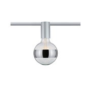 Moderne LED-Glühbirne mit silbernem Spiegelstreifen und silberner Fassung für Schienensysteme