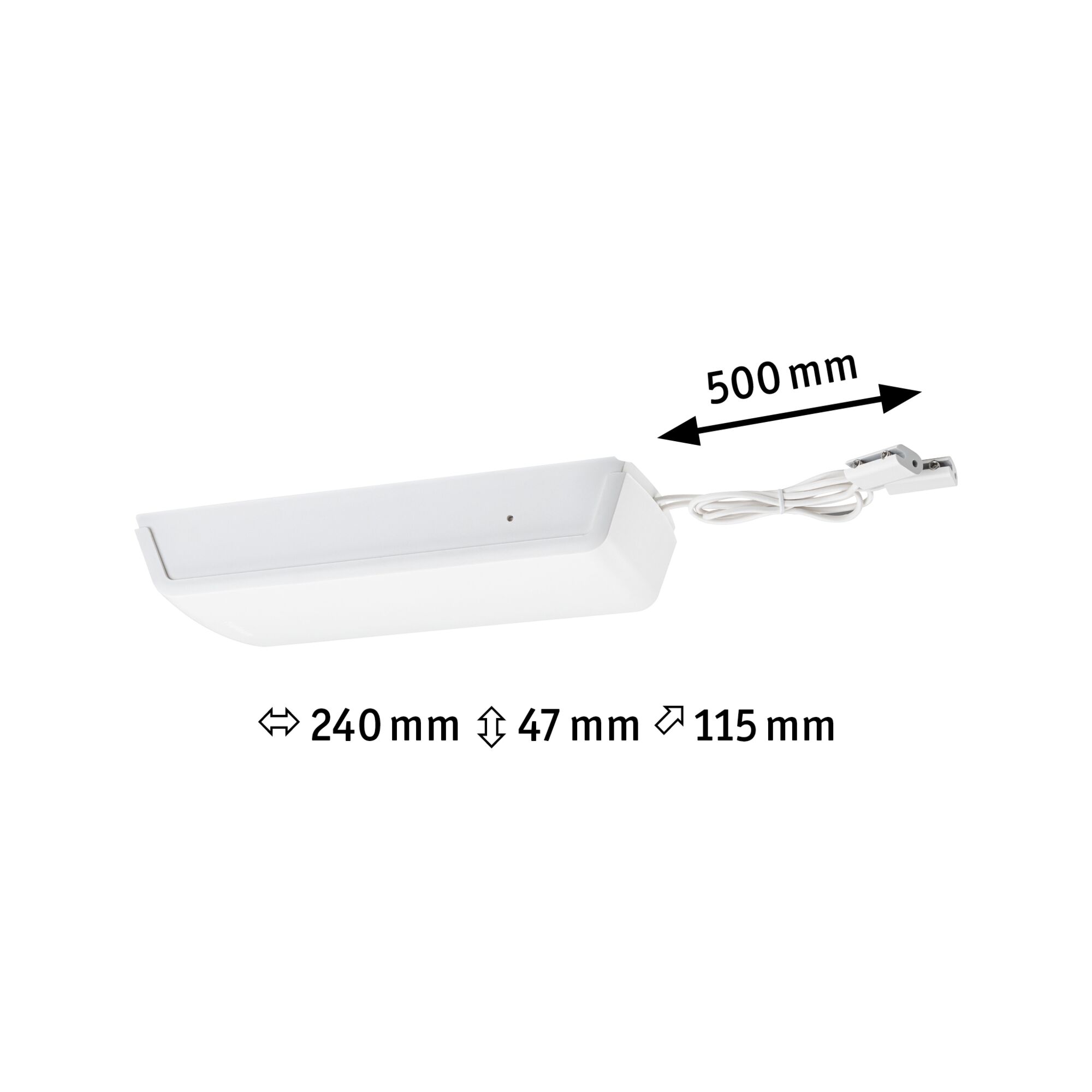 Weißes LED-Unterbauleuchte mit Kabel, Maße 240x47x115 mm, energiesparende Beleuchtungslösung