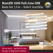 MaxLED 1000 Full-Line COB LED-Lichtband Set 1,5 m mit Fernbedienung und weißem Licht für Wohnräume