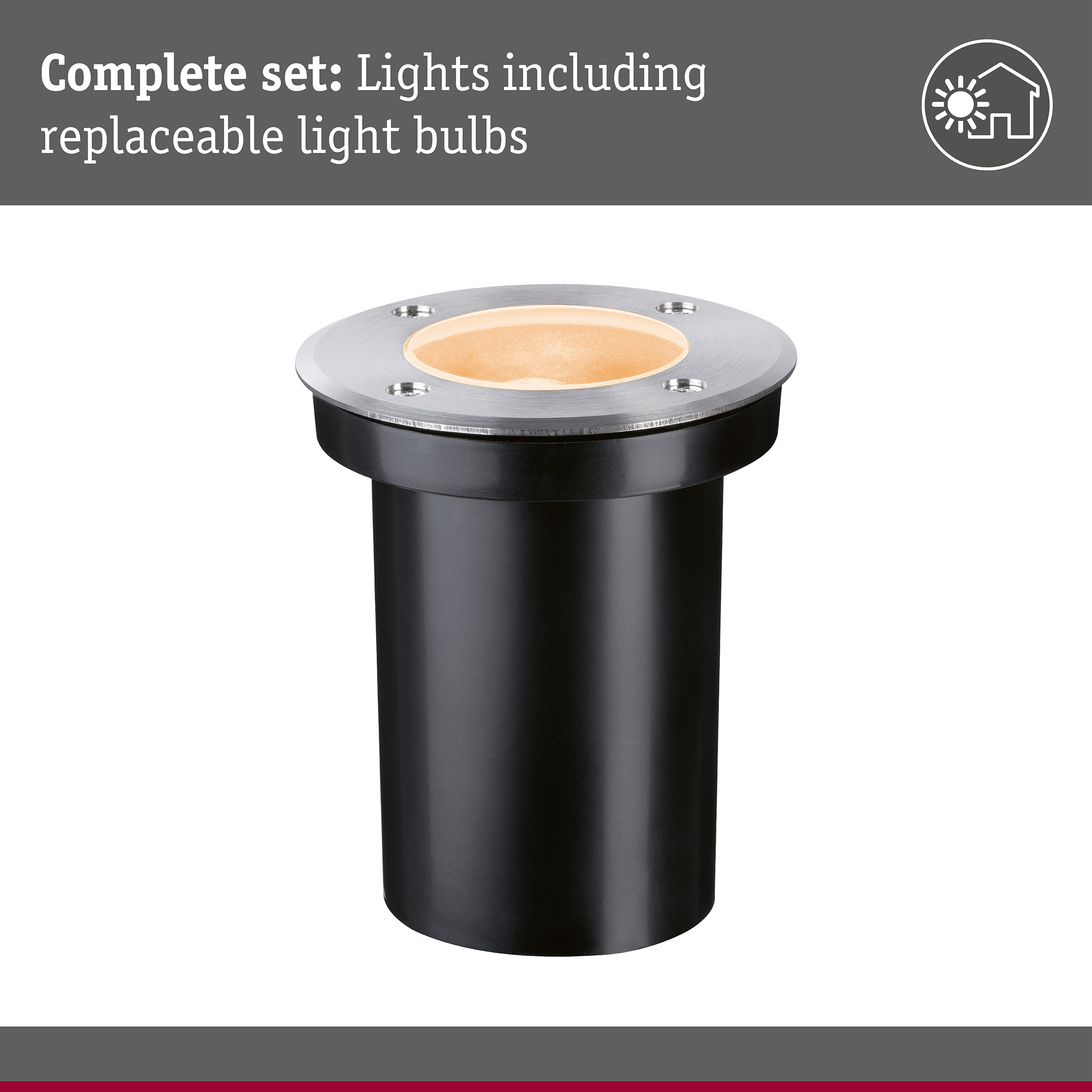 LED Recessed floor light Floor insect friendly IP65 cylindrical 110mm 2200K 4,3W 320lm 230V 38° Semi-crown gold Stainless steel/Plastic