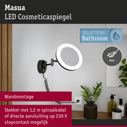 Masua LED cosmeticaspiegel zwart met wandmontage en 1,2 m spiraalkabel voor badkamer