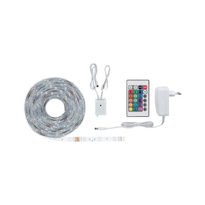 White LED strip light with remote, power adapter and controller for versatile home lighting
