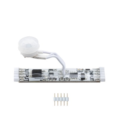 White motion sensor with detector and LED circuit board for smart lighting control