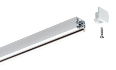 Hvidt aluminiumsprofil med skrue og endestykke til LED-skinnebelysning, moderne tilbehør