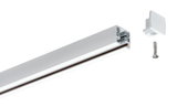White aluminium profile with end cap and screw for LED strip installation, modern accessory