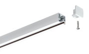 White aluminium profile with end cap and screw for LED strip installation, modern accessory