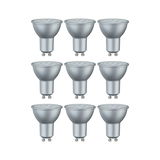 Set van negen zilveren GU10 LED-lampen met matte afwerking voor energiezuinige verlichting