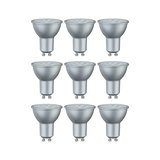 Neun silberne GU10 LED-Lampen mit mattem Aluminiumgehäuse für energiesparende Beleuchtung