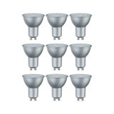 Neuf ampoules LED GU10 argentées avec boîtier en aluminium mat pour éclairage économique
