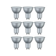 Lot de six ampoules LED GU10 argentées avec boîtier en aluminium mat pour éclairage économique