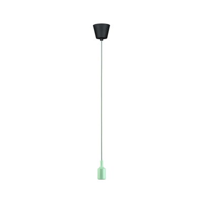 Grüner Lampenpendel aus Kunststoff mit schwarzer Deckenhalterung für moderne Beleuchtung.