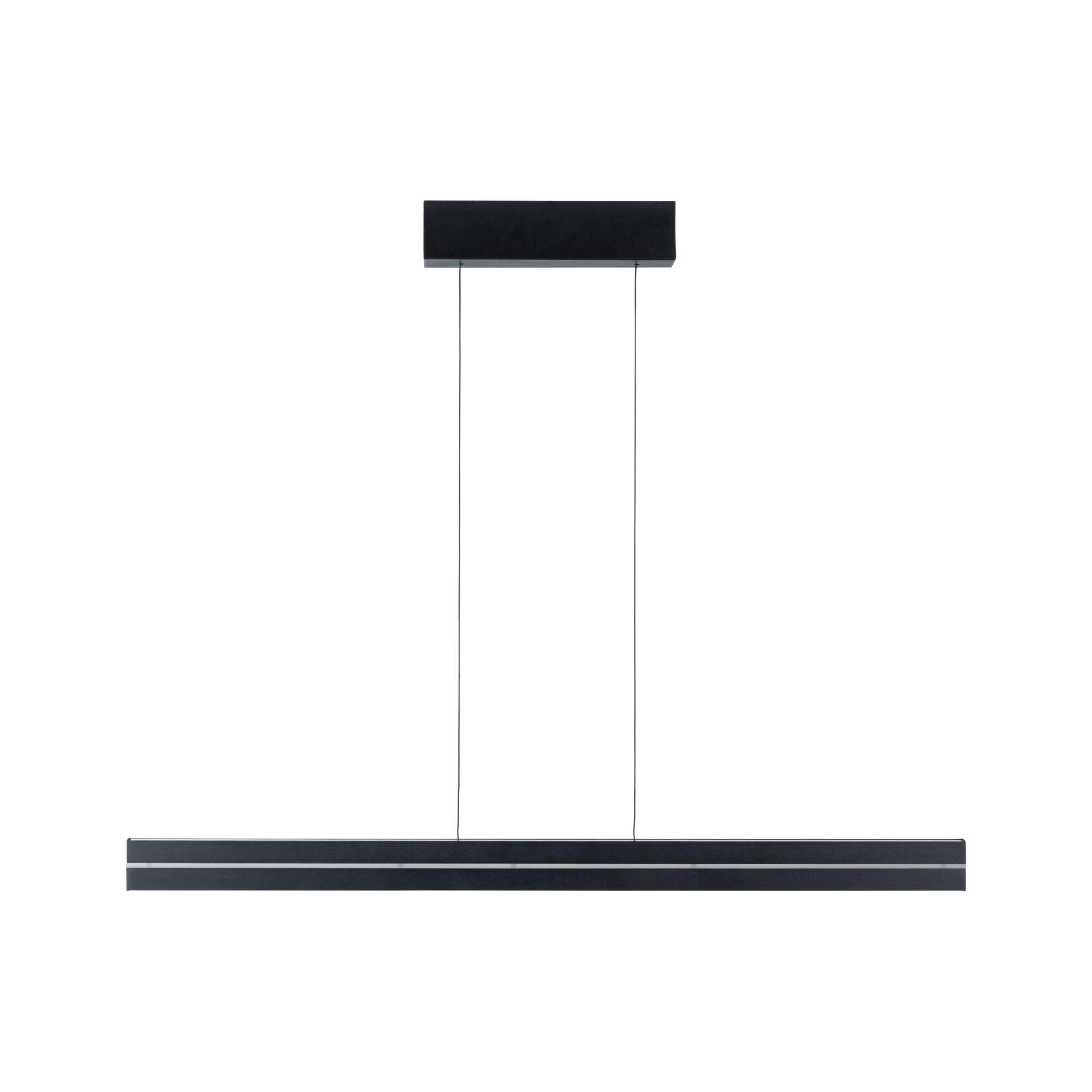 Black metal LED pendant light with minimalist design and dimmable lighting for modern interiors