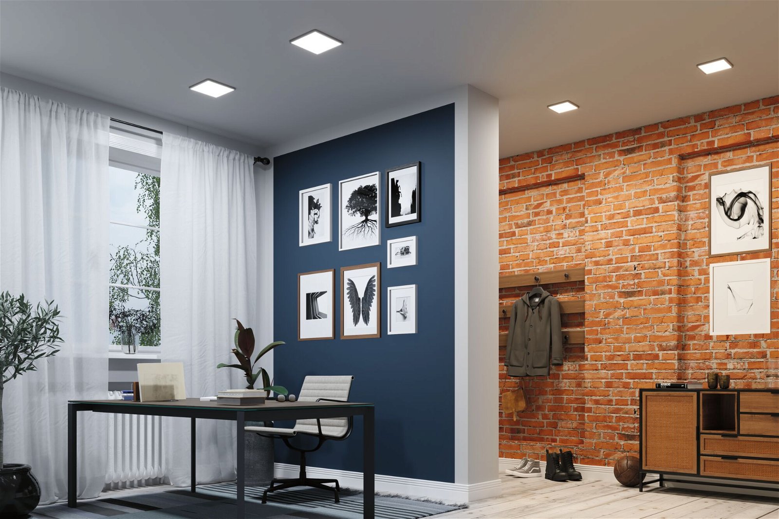 VariFit LED-inbouwpaneel Smart Home Zigbee Areo IP44 hoekig 230x230mm 16W 1400lm Tunable White Zwart dimbaar