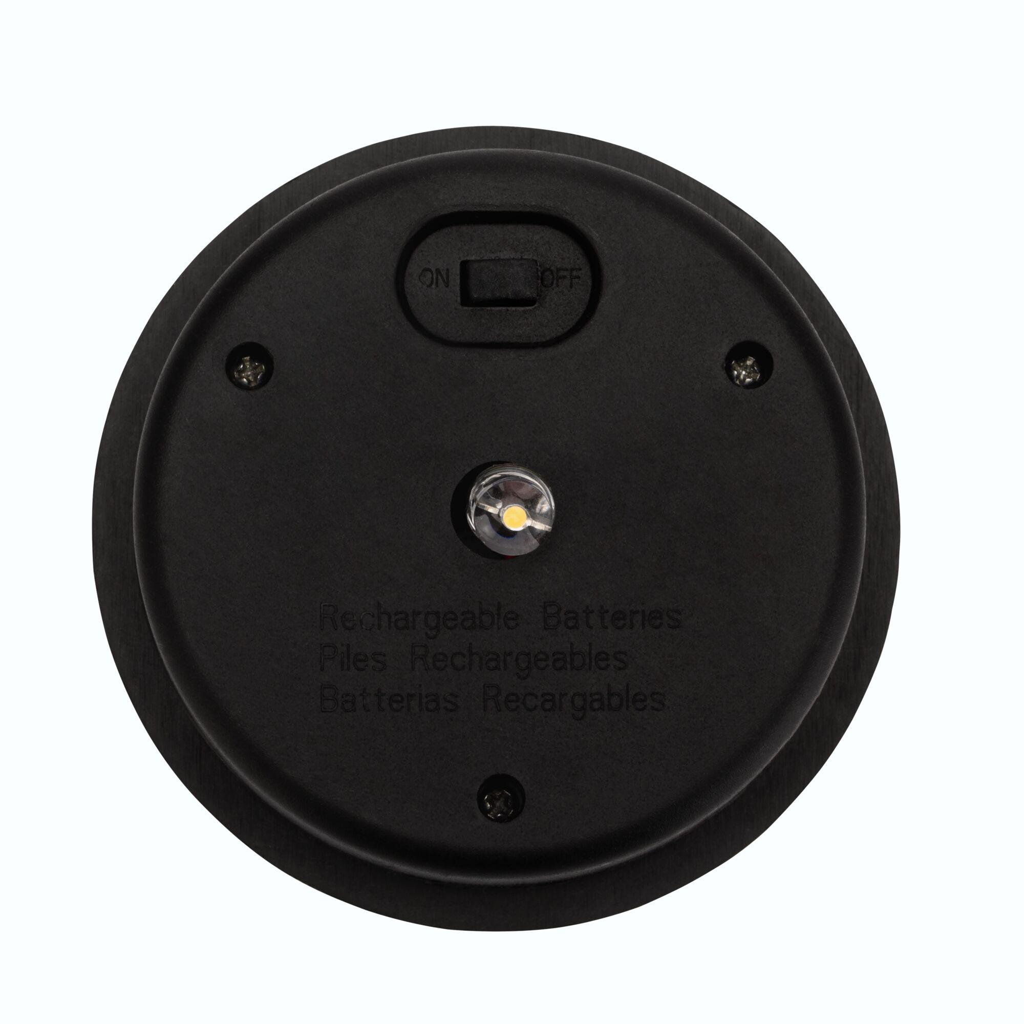 Black plastic base with on/off switch and LED light for battery-operated lamps