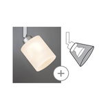 Moderner Deckenstrahler mit mattweißem Glas und silbernem Metallfuß für flexible Raumbeleuchtung