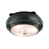 Rund sort LED-loftlampe med indbygget tænd/sluk-knap til moderne indendørs belysning