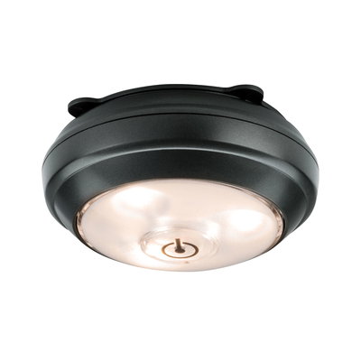 Rund sort LED-loftlampe med indbygget tænd/sluk-knap til moderne indendørs belysning