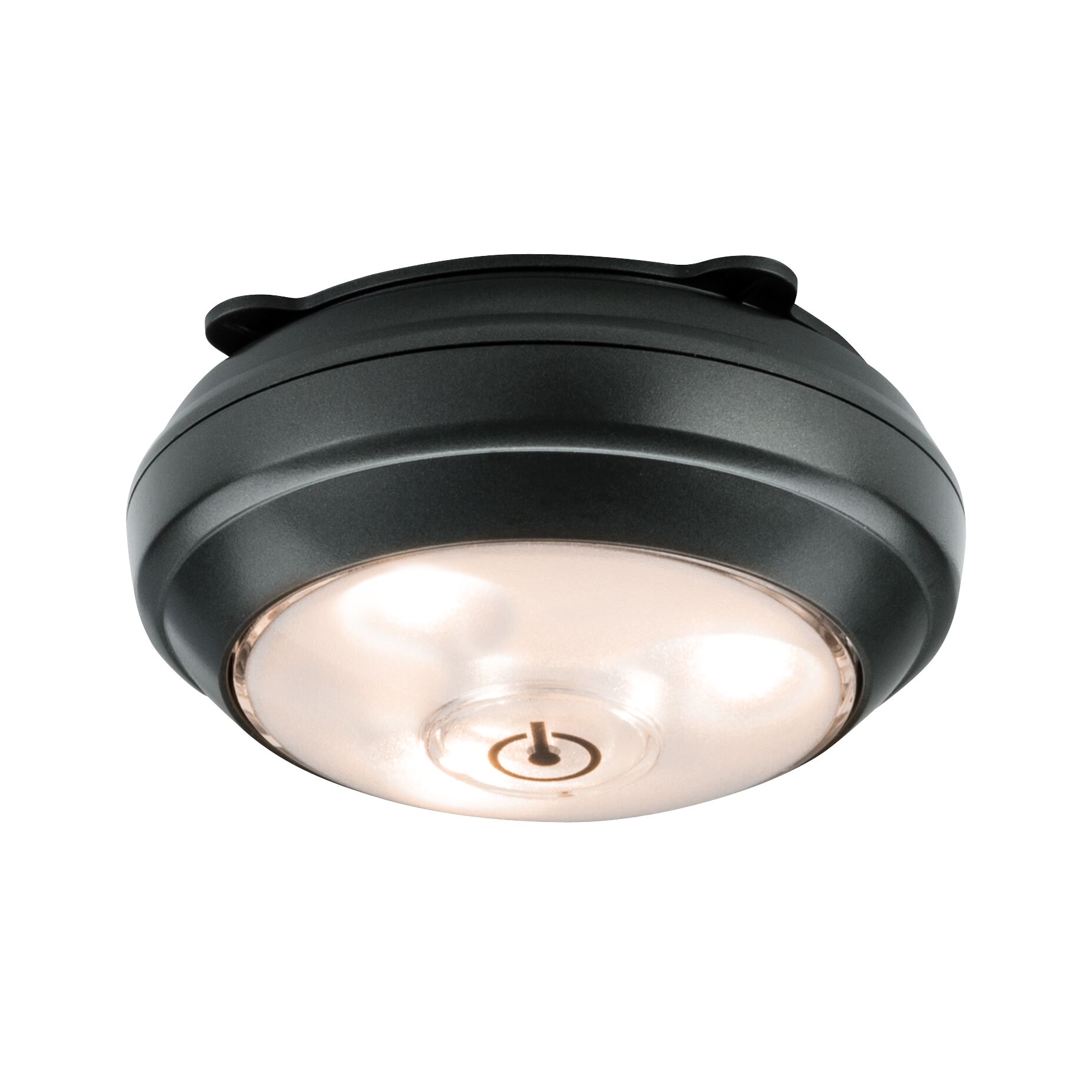 Éclairage d'armoire LED Pile ButtonLED interrupteur inclus 88mm 70lm 3000K gradable Anthracite Plafonnier LED rond noir avec interrupteur intégré pour éclairage intérieur moderne