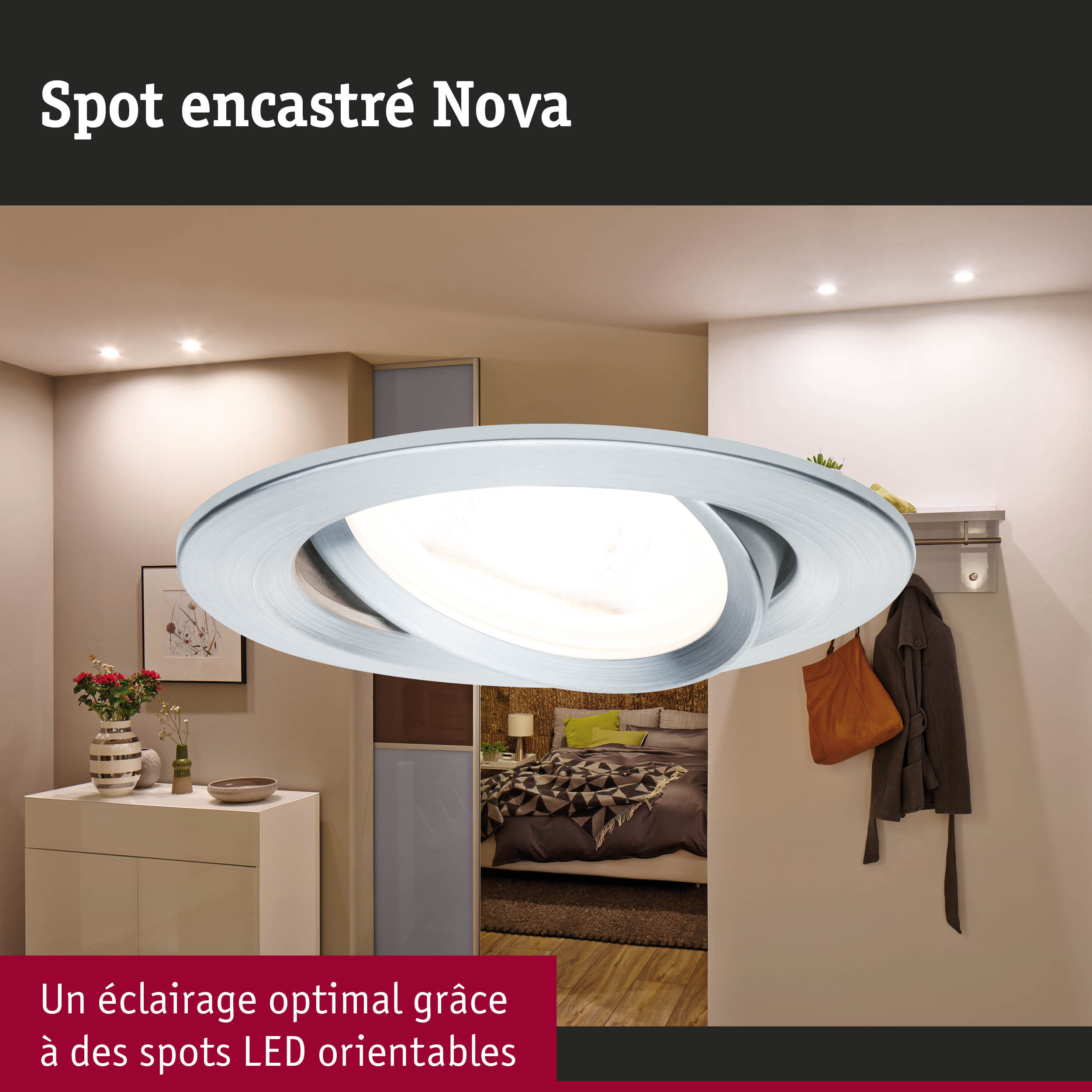 Spot LED encastré Nova blanc en métal pour un éclairage efficace et moderne de la pièce