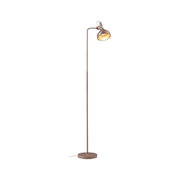 Stojąca lampa do czytania z brązowego metalu z regulowanym kloszem i ciepłym światłem